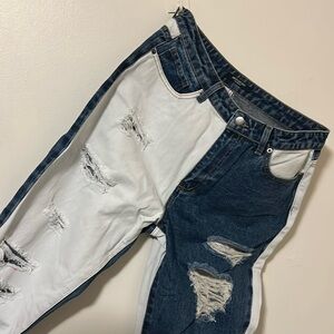 American Bazi Colorblock Straight Leg Ripped Women’s Jeans